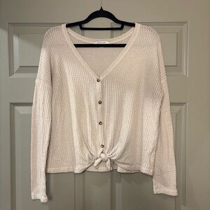 American Eagle Cream Button-Down Knit Cardigan